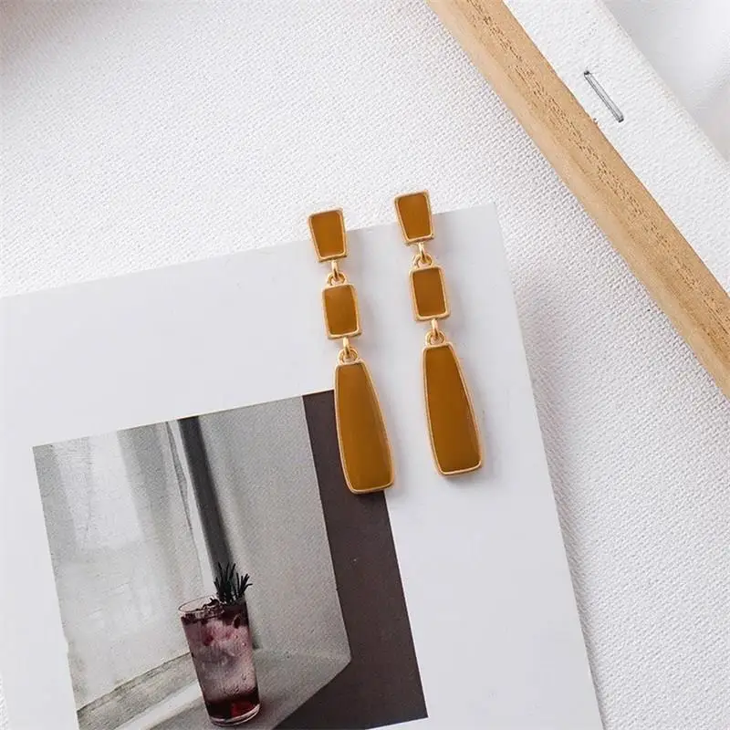 Модные длинные Винтажные серьги квадратного дизайна красные белые черные