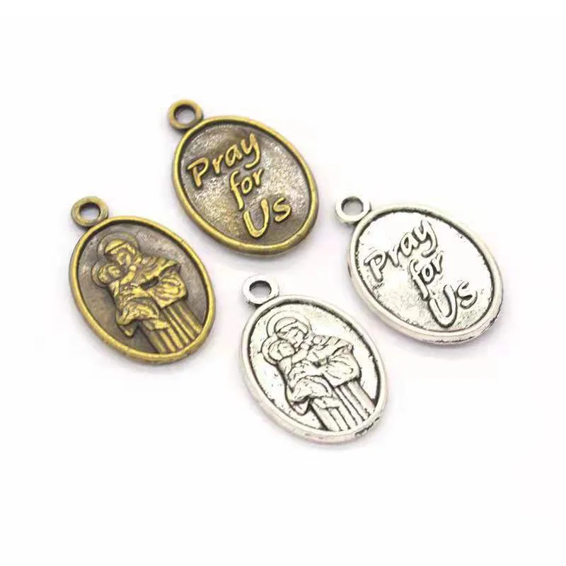 

15pcs/lot 19x12mm Antique Silver/Antique Bronze Alloy Letter Charms Pendant With Letter Pray For Us