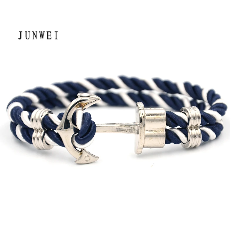 

Men Anchor Bracelet Made of Nylon in Navy Blue und Anchor Made of Brass