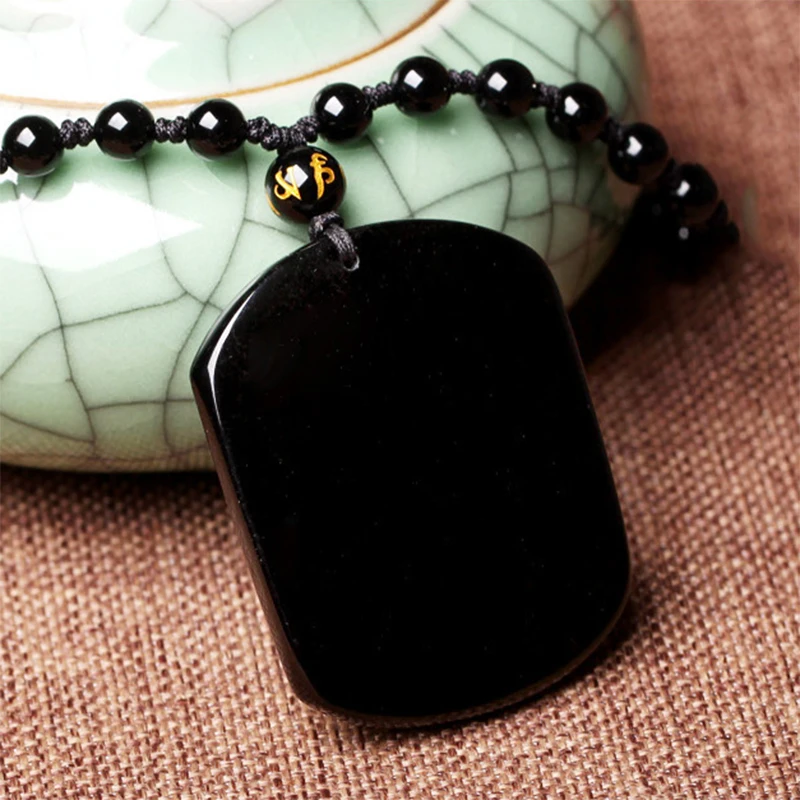 Черная обсидиан волк тотемная Подвеска Ожерелье для мужчин дикая природа