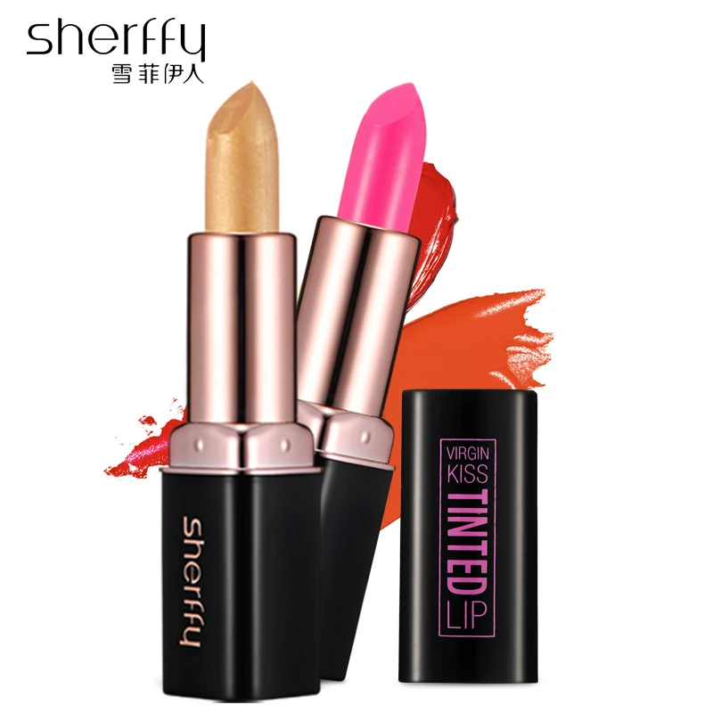 

Sherffy Lipstick Kit 2Pcs/Set Nude Beauty Rouge Lip Gold Metallic Lipsticks Shine Lot Makeup Matte Ruby Rose Velvet Red Blush