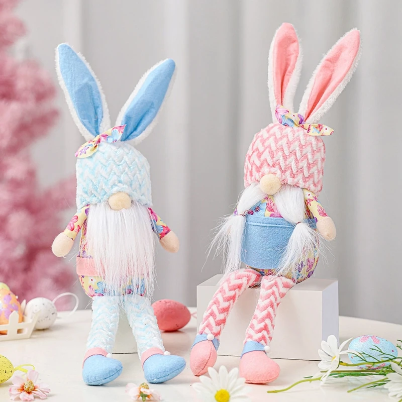 

Easter Long Legged Bunny Gnome Handmade Rabbit Plush Toys Doll Ornaments Decor