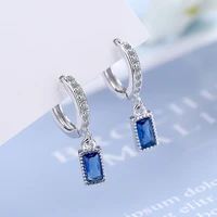 new fashion classic hoop earrings shiny crystal dazzling square zircon stone charm female earring piercing huggie jewelry gift