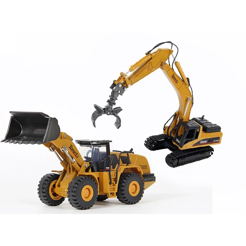 Loader Woodgrab TongLi сплав металлов игрушки 1:50 Масштаб раскопки машина колесный погрузчик грузовик инженерный технический автомобиль набор мальчиков Рождественский подарок - Цвет: Loader Woodgrab