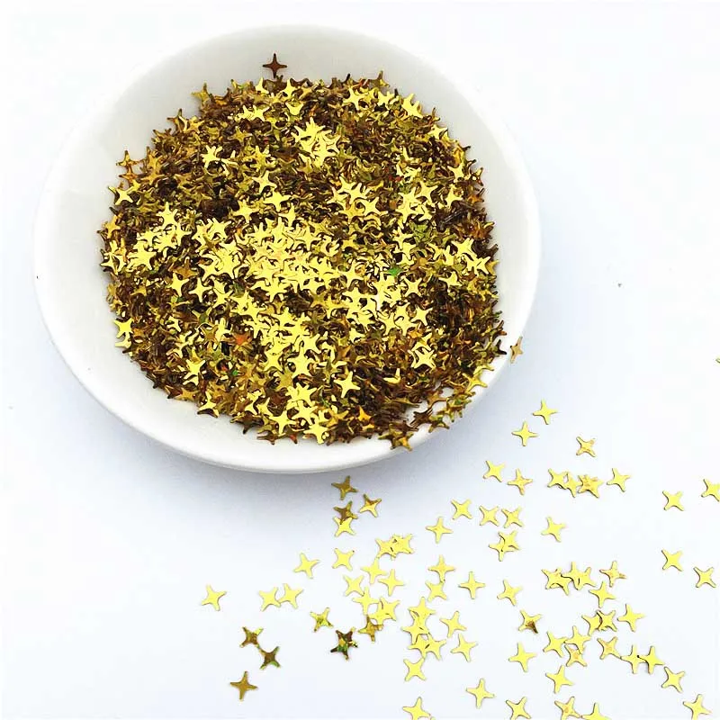 4 мм четырехконечная Звезда Крест блестки ПВХ Кристалл грязи мигающие ногти