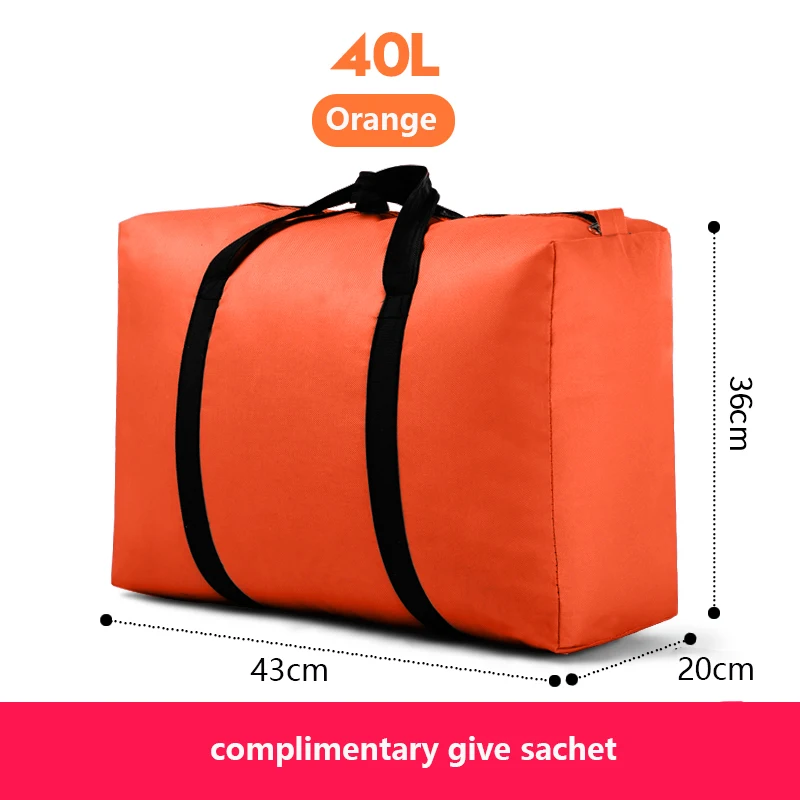 Orange 40L Дорожная сумка, холщовая, переносная, для женщин, для выезда за границу, сумка для багажа, большая вместительность, 40L-180L, большая, переносная, для дома, сумка для хранения, очень большая - Цвет: Orange 40L