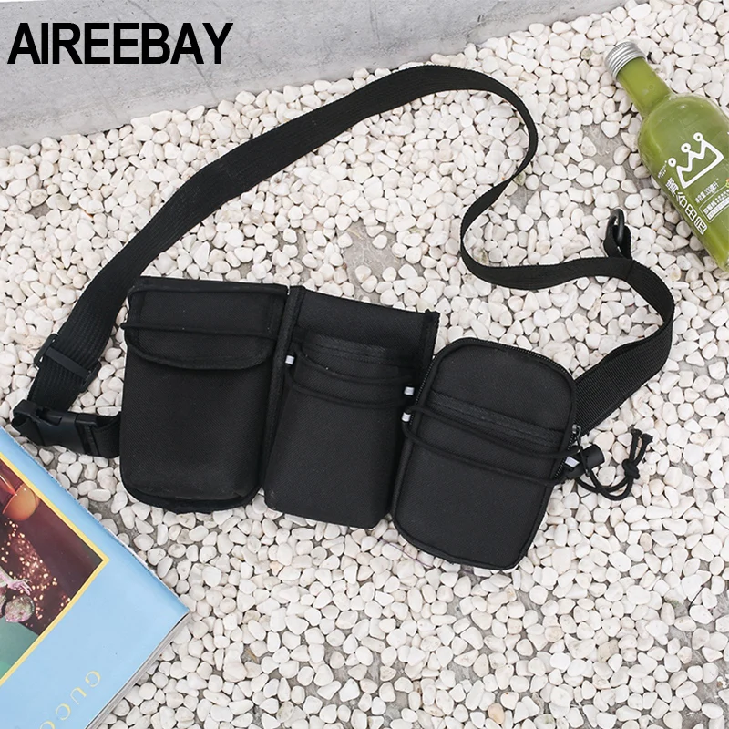 AIREEBAY 3 в 1 Многофункциональный унисекс поясная сумка для женщин хип-хоп стиль уличная поясная сумка мужские тактические сумки на плечо