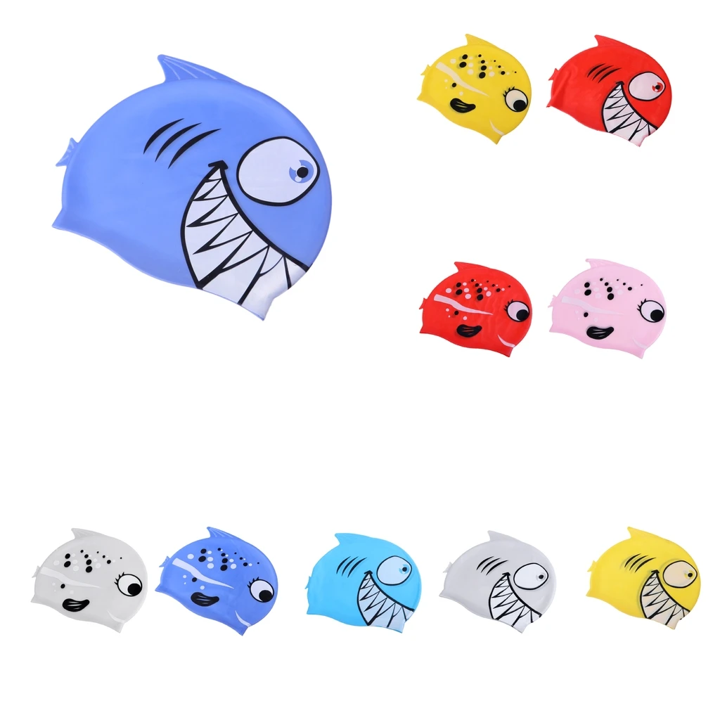 Детская высокоэластичная силиконовая шапочка для плавания милая в форме рыбы