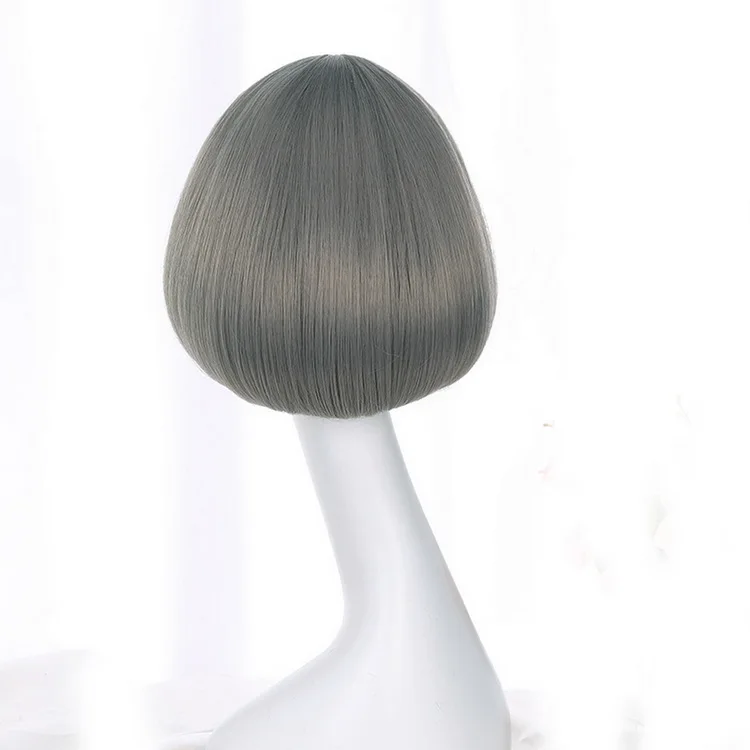 silver grey Yiyaobess синтетический короткий боб парики для женщин натуральные волосы Коричневый Черный Ротанг Лен серый парик с корейской воздушной челкой 12 дюймов - Цвет: silver grey