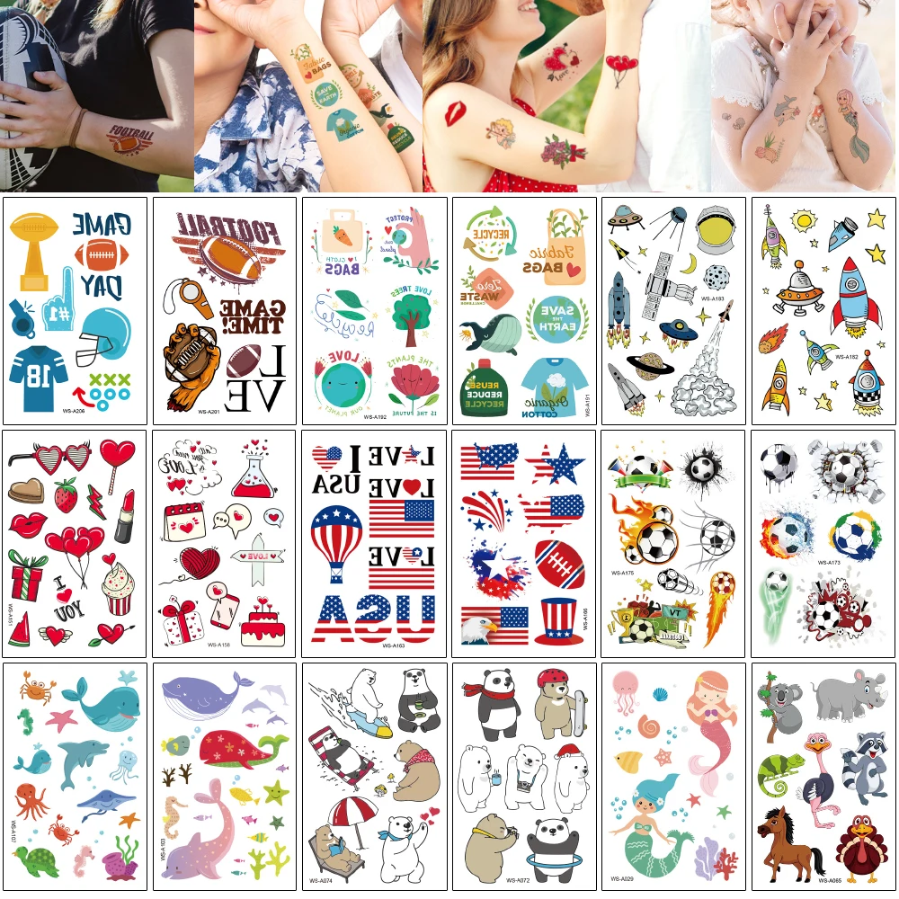 12x7 6 см мультяшный милый дизайн татуировки для женщин мужчин детей футбола