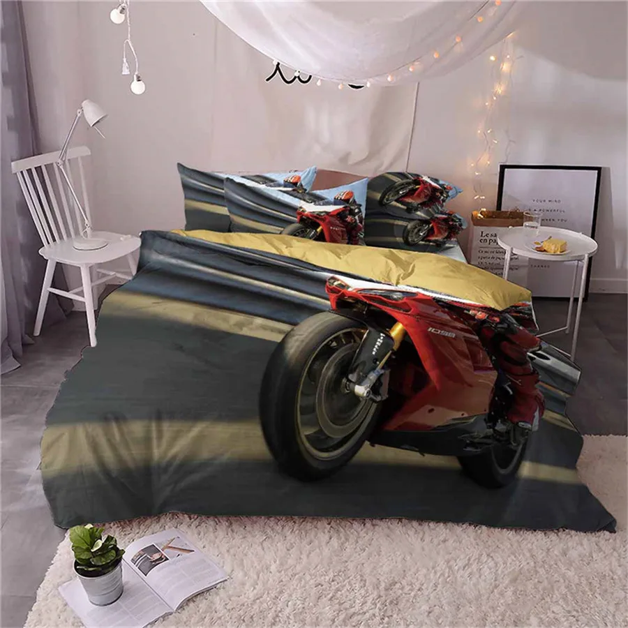 HELENGILI 3D Постельное белье с принтом &quotмотоцикл&quot постельное Bedcloth Наволочка на