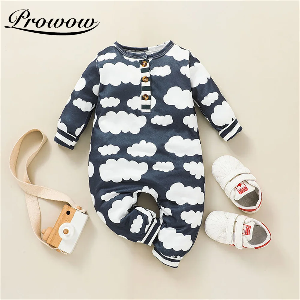 

Prowow 3-24M Clouds Printed Baby Girls Clothes Cute Kids Toddler Costume Autumn Winter Baby's Rompers Casual Children's Overalls