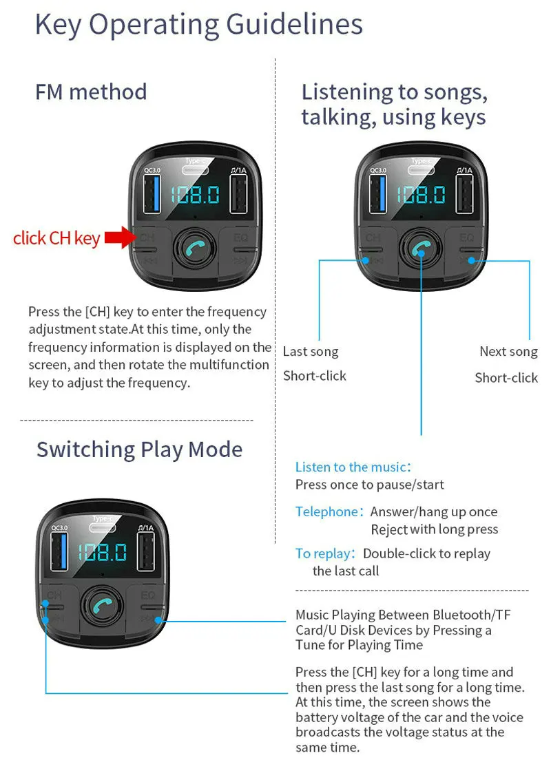 Tikigogo QC3.0 Quick Charge type-C 3 USB Автомобильное зарядное устройство Handsfree Bluetooth автомобильный комплект Google Assistant fm-передатчик автомобильный mp3-плеер