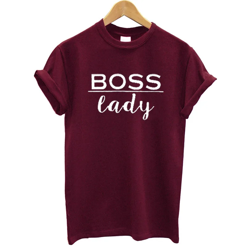 Футболка Boss Lady хлопковая футболка с коротким рукавом и о вырезом свободные