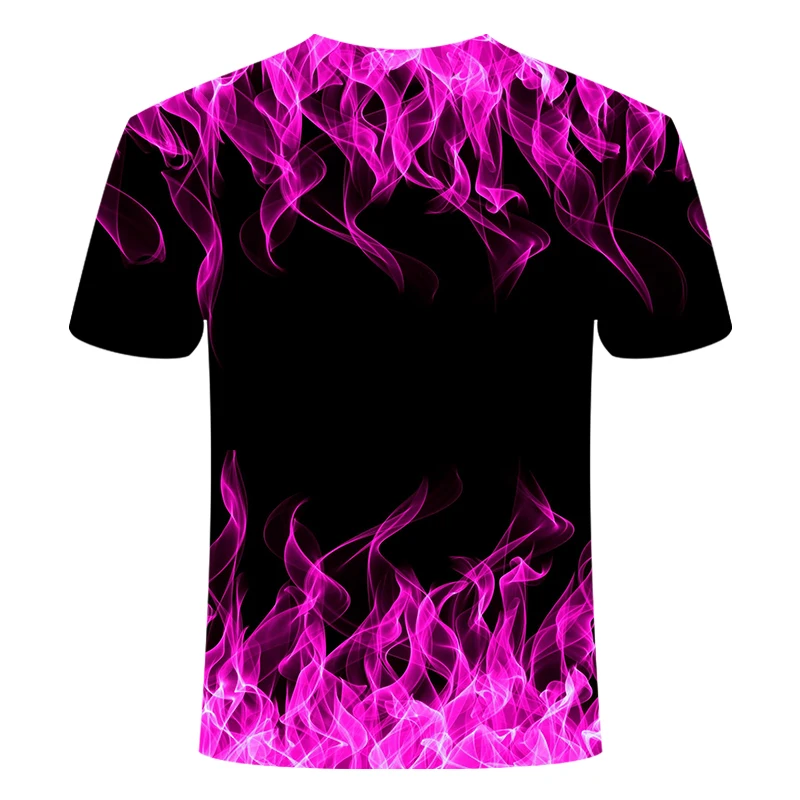 3d футболка черная футболка Повседневный Топ Camiseta Streatwear с коротким рукавом Ткань Синий Красный пламенный модная летняя футболка мужская футболка