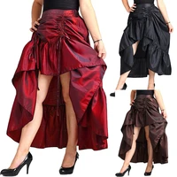 skmy christmas red skirt women drawstring pleated high waist party irregular knee length skirt solid 2021 new autumn clothes