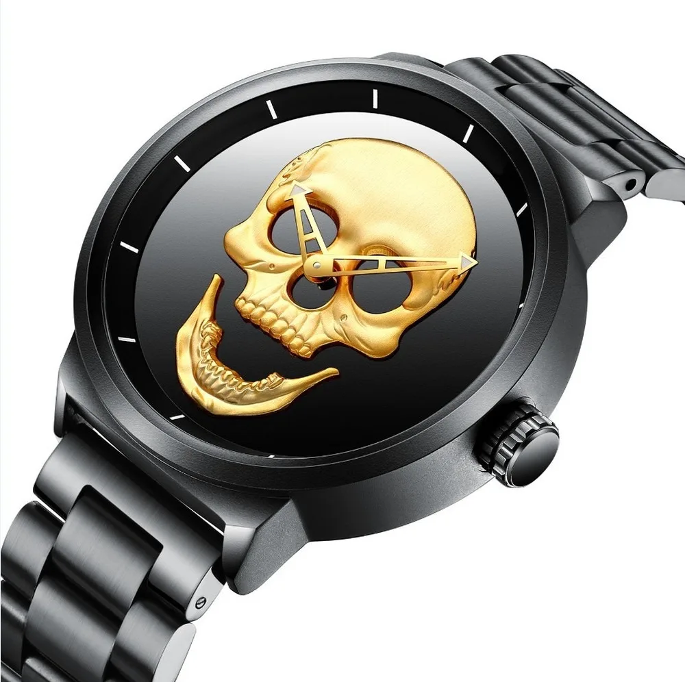 

AISHY Fashion Men's Waterproof Stainless Steel Belt Skull Head Copy Watch Ghost Head Male Wristwatches Reloj Hombre