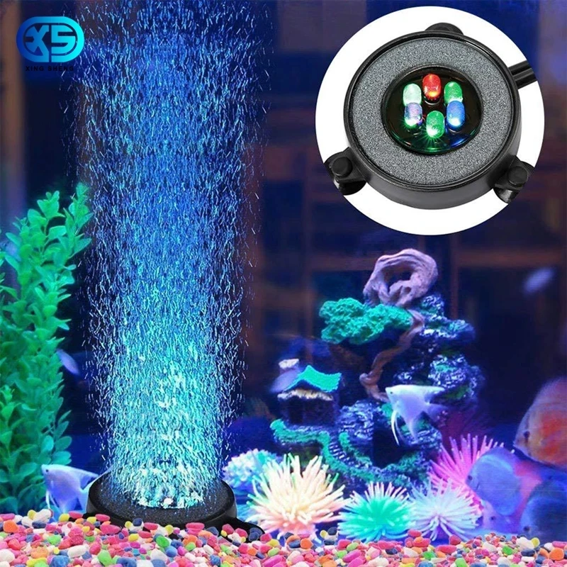 تحت الماء غاطسة خزان الأسماك ضوء متغير اللون الهواء فقاعة ضوء مصباح حوض السمك مقاوم للماء صنع الأكسجين للأسماك
