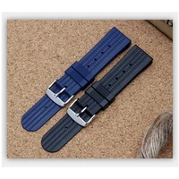 luxury brand soft rubber silicone watch band 20mm 22mm black blue watchband bracelet for navitimeravengerbreitling strap