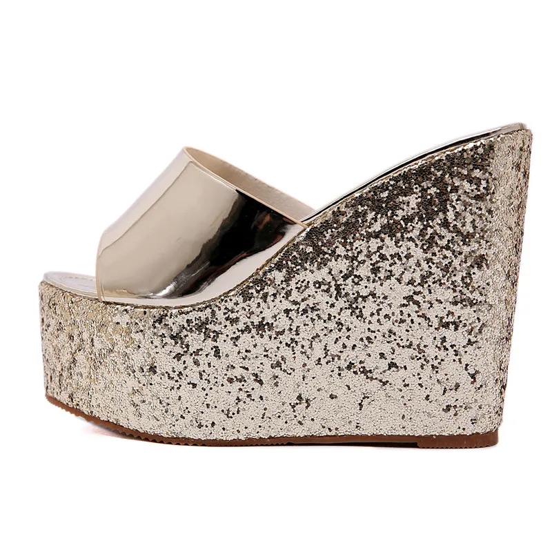 Женские летние сандалии на толстом каблуке 13 см Повседневные Удобные из флока с