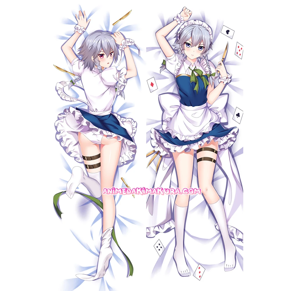 Чехол наволочка с изображением девушки из Аниме Touhou Project Sakuya Izayoi Dakimakura обнимающая