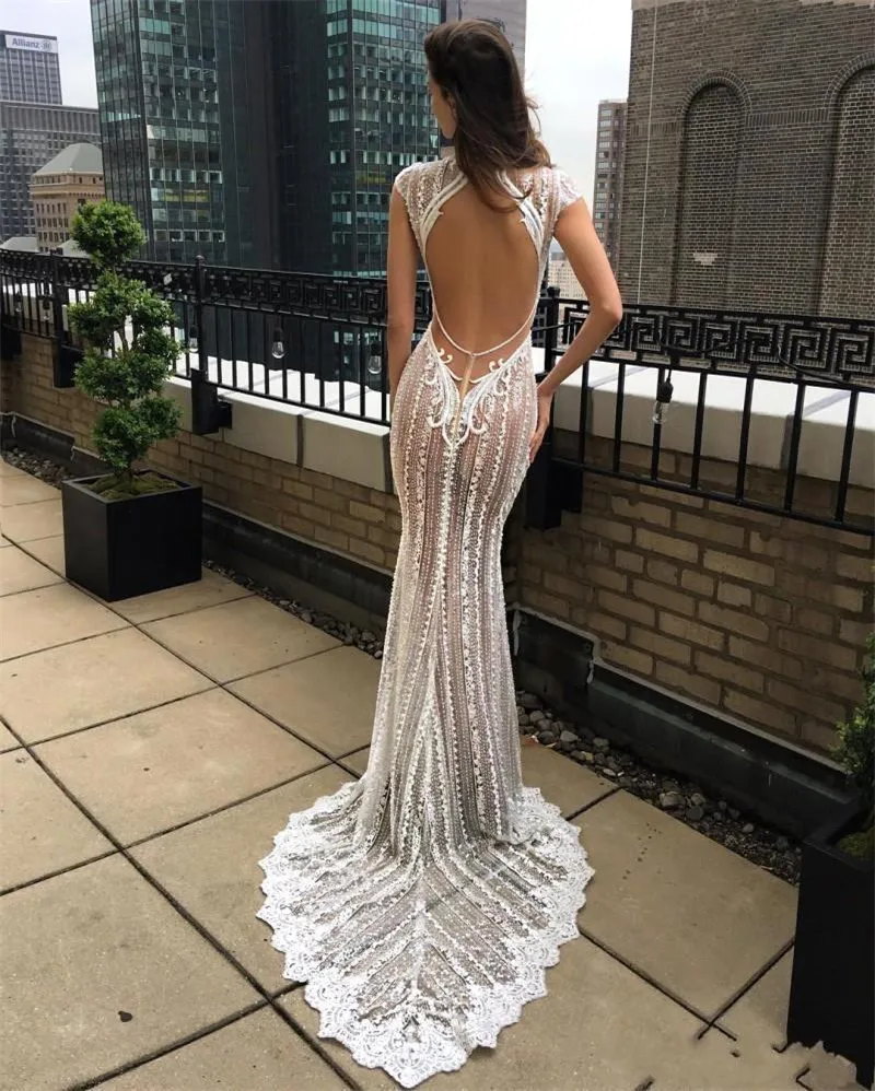 Сексуальное богемное кружевное свадебное платье Русалка Robe de Mariee Boho глубокий v-образный вырез бисер свадебные платья без спинки Vestido De Noiva