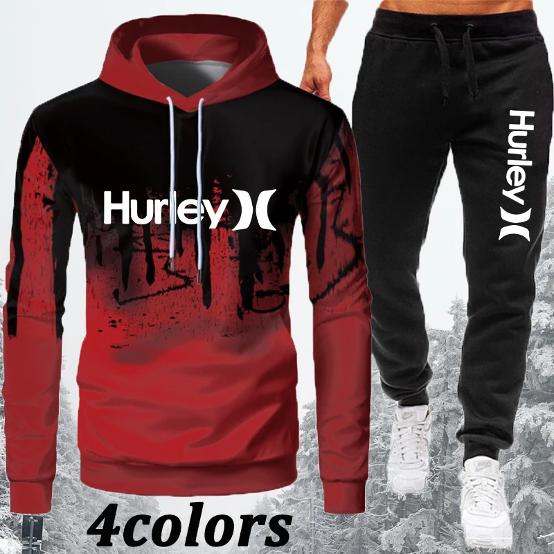 

New HELY Brand Printed 2022 Autumn Fashion Splash Men's Clothing Hoodies and Sweatpants Casual Splash Sportswear Men's Tracksuit