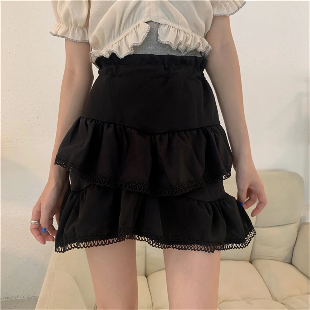 

Summer Cake Mini Skirts Sexy A-line High Waist Ball Gown 2022 Hot Femme Prom Elastic Waist OL Party Chic Sweet Women