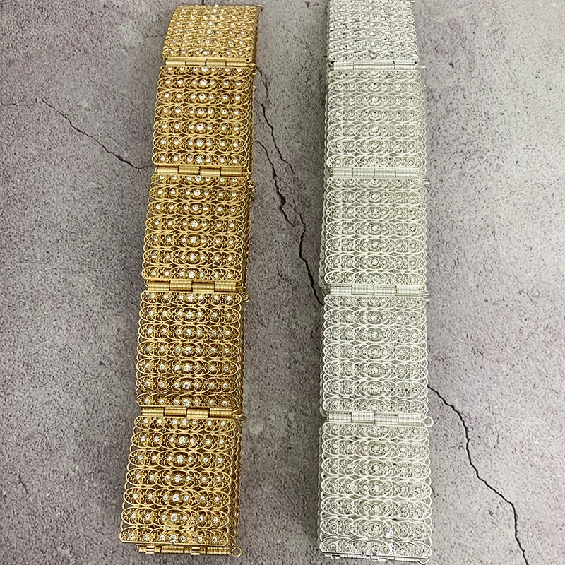 Gorgeous Square Design Crystal Waist Chain For Women Filled With Rhinestone Bridal Belt Gold Moroccan Women Belt Dress
