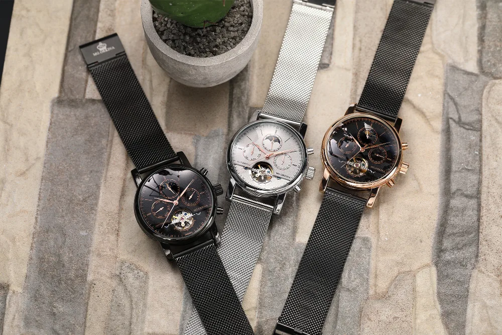 MG ORKINA Автоматические Мужские часы с самообмоткой Moon Phase наручные часы tourbillon механические наручные часы montre homme reloj hombre