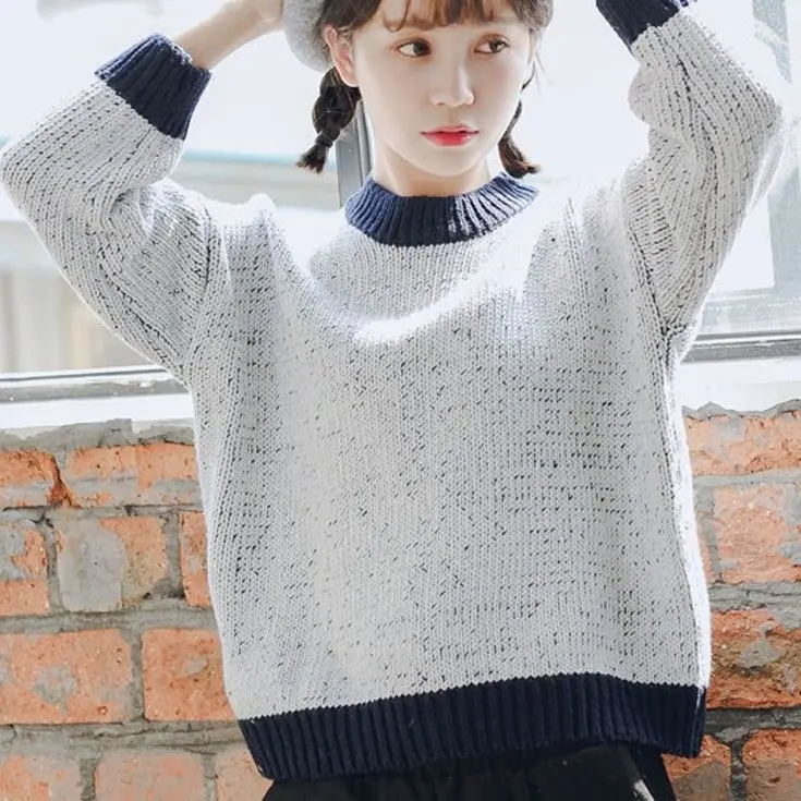 

Winter Hipster Winter Sweater Pullover Women's Korean-Style Wool Loose All-match Short Sweet Retro Top
