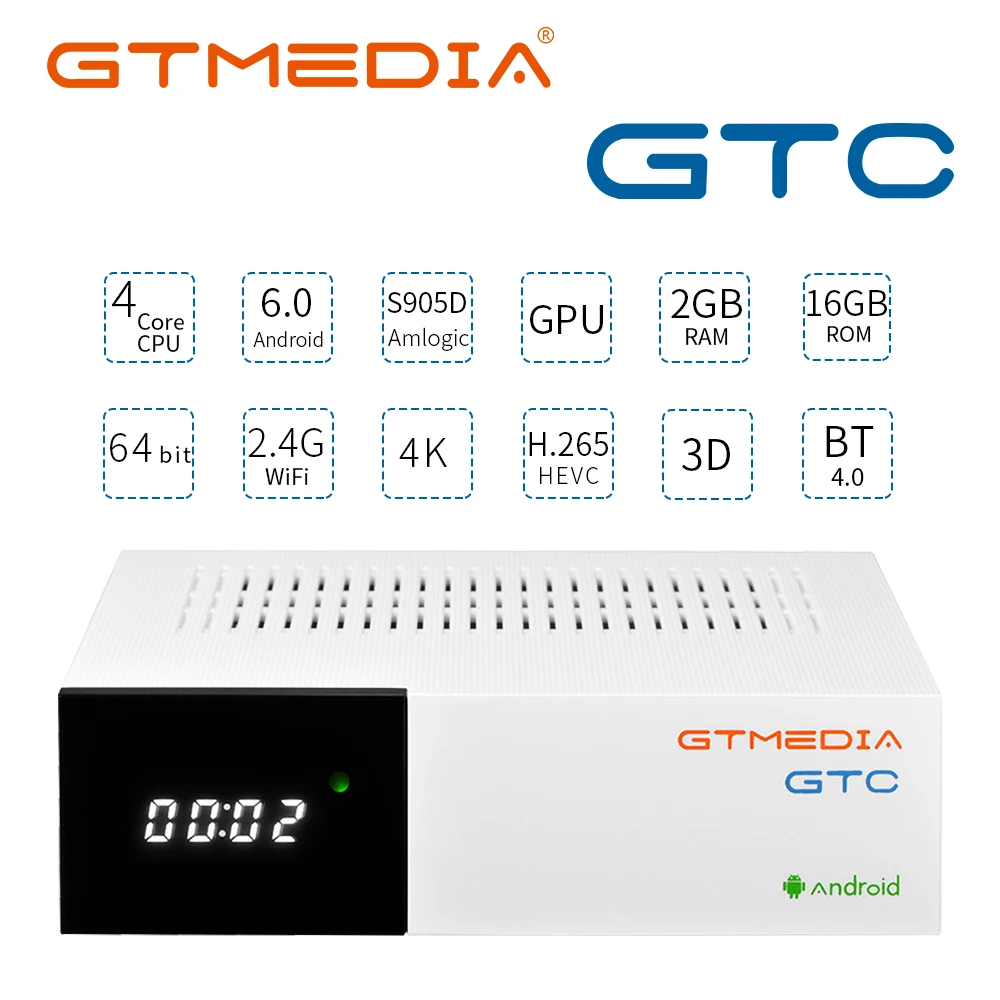 

GTMEDIA GTC Android 6.0 TV BOX DVB-S/S2 ISDB-T Youtube Bluetooth 4.0 Satellite Receiver with Biss VU Set top box