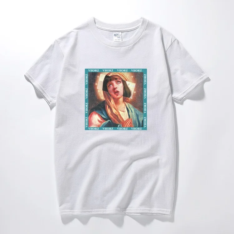 Virgin Mary Pulp фантастика Миа мужские футболки с забавным принтом короткий рукав