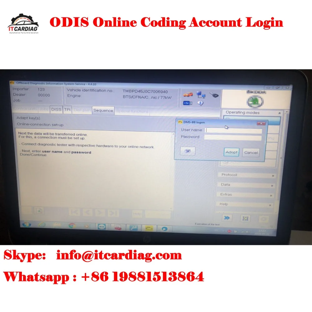 ODIS Online Coding Account Login one time Service for Audi ODIS 4.3.3 ODIS 4.4.10 Diagnostic Interface VAS 5054A VAS6154