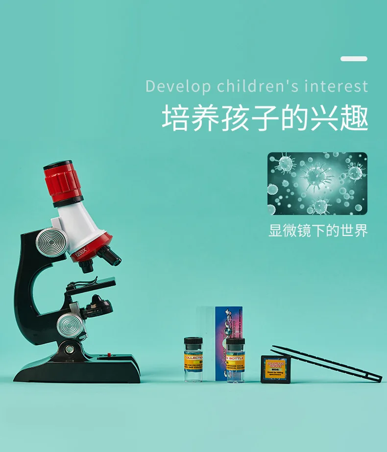Microscope Kit Lab LED Home School Science Educational Toy Optical Instruments Refined Biological science toys |
