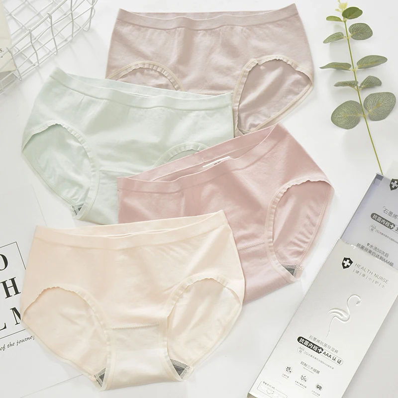 4 шт. женские трусики графеновые антибактериальные трусы Бесшовные дышащие