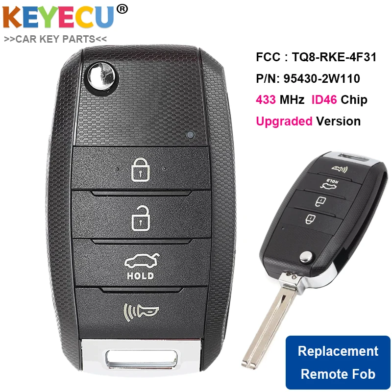 Обновленный раскладной дистанционный Автомобильный ключ KEYECU для Hyundai Santa Fe 2017 2018