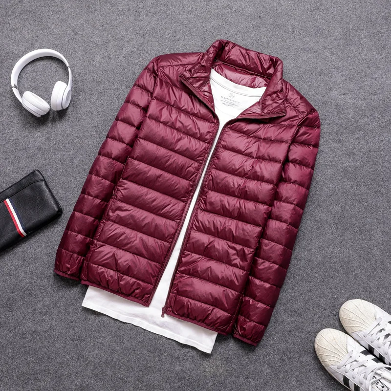 Men Thin New Down Jacket White Duck Down Ultralight Jackets 2021 Autumn And Winter Warm Stand Collar Coats Portable Outwear
