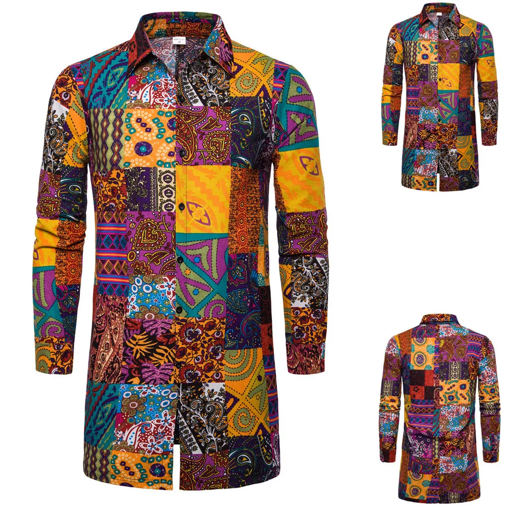 Мужская гавайская рубашка сезон осень зима свободная верхняя одежда с длинными