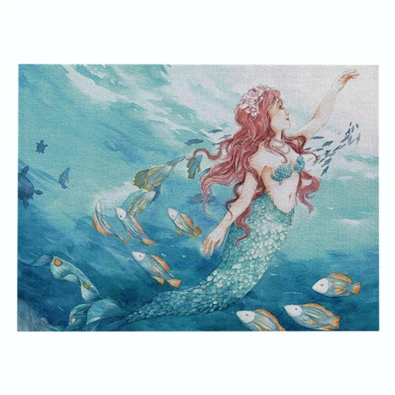 Океан животное Русалка Узор Кухня Столовые приборы обеденный стол коврики