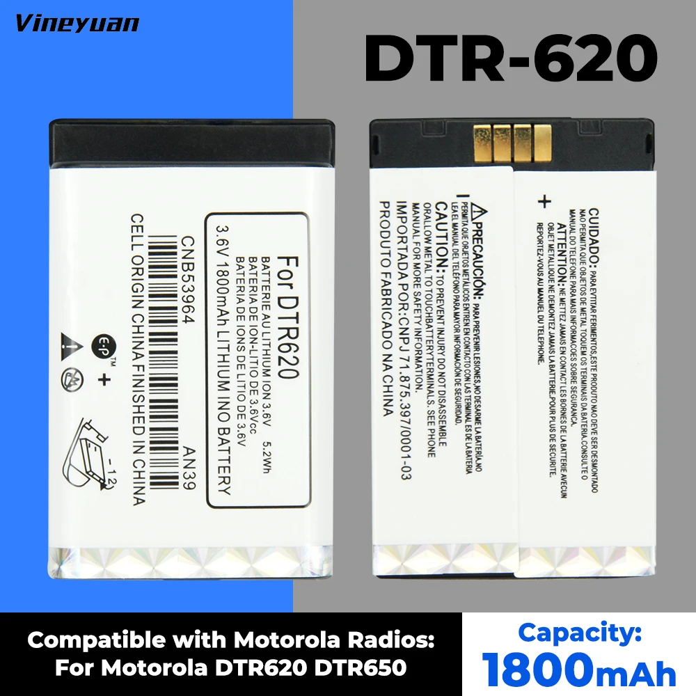 

3.6V 1800mAh CNB53964 DTR-620 Battery for Motorola DTR620 DTR650 Radios Lithium Ion Battery Rechargeable