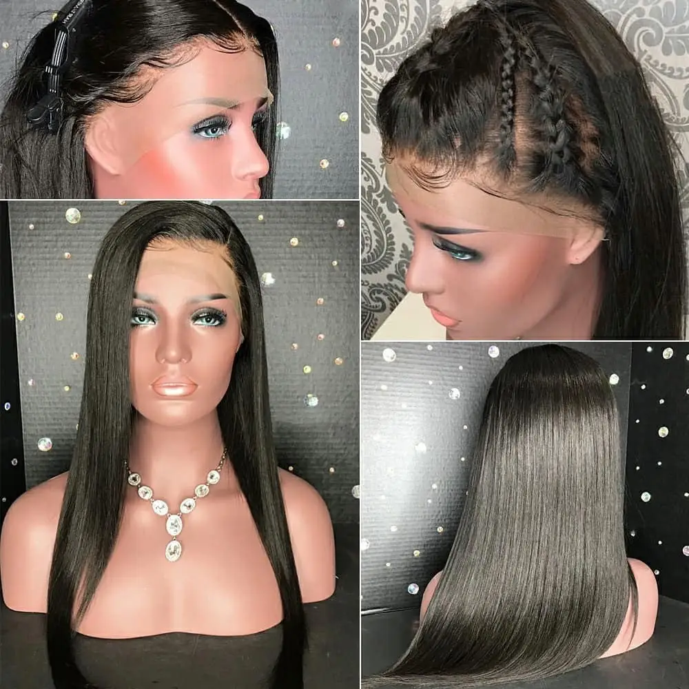 Straight Wigs Lace Front Human Hair Wigs Pre Plucked Hair Line With Baby Hair Brazilian Remy Hair Bleached Knots 130% Eseewigs