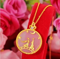 hi fashion qixi festival 24k gold pendant necklace for wedding valentines day jewelry with chain choker birthday gift
