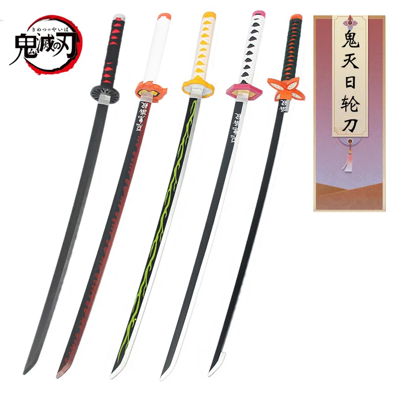 

104CM Anime Demon Slayer Kimetsu No Yaiba Wooden Simulation Sword 104cm Kamado Tanjirou Cosplay Sword 1:1
