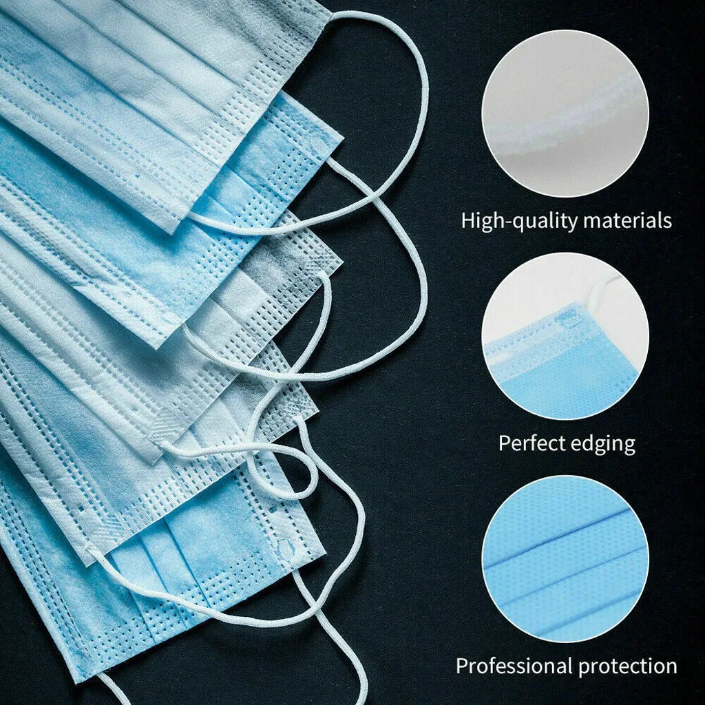

In stock! Free Ship By Aliexpress Standard 50PC Non Woven Disposable Mask 3 Layers Anti-Dust Face Masks Ear loop Mouth Mask A50