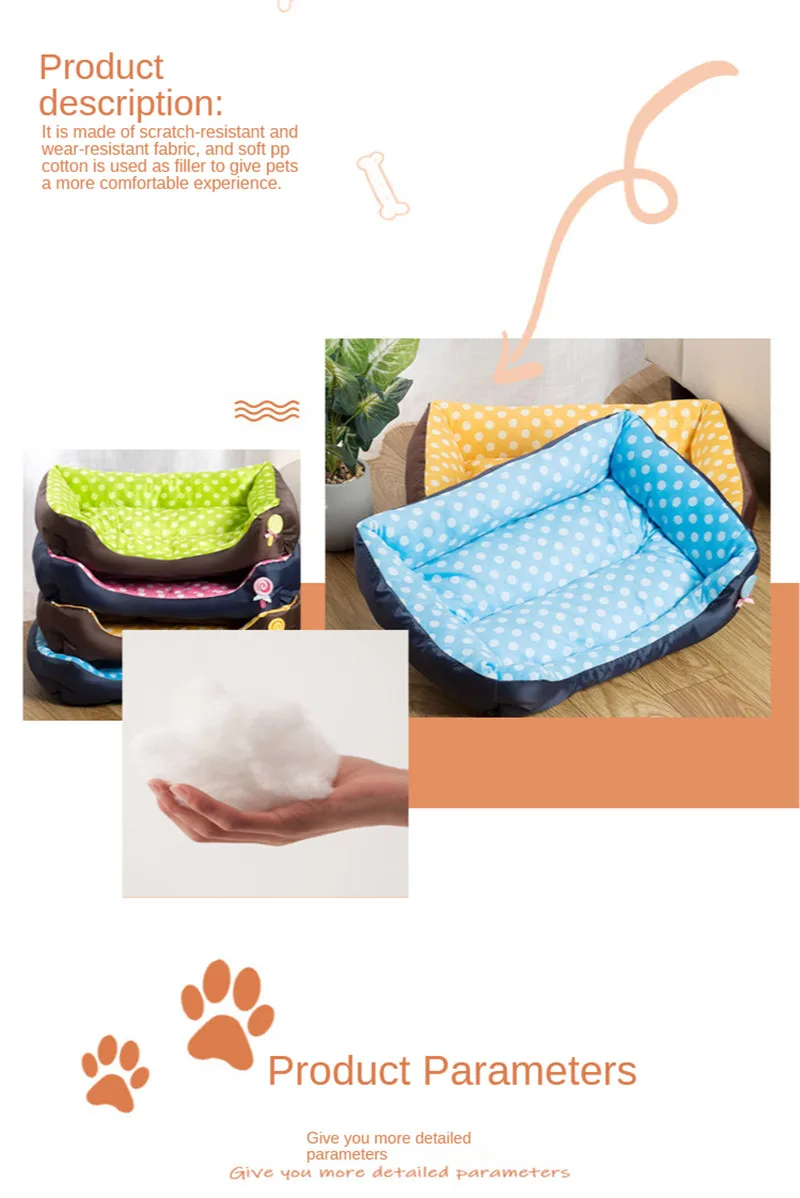 

Pets Nest Mat And Cotton Flannel Lollipop Dot Dog's Kennel Square Cat Cushion All Season Dog Bed Home Sofa Kennel Soft Pet S