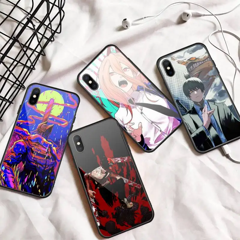 

Anime chainsaw man poster Phone Case Tempered glass For iphone 5C 6 6S 7 8 plus X XS XR 11 PRO MAX