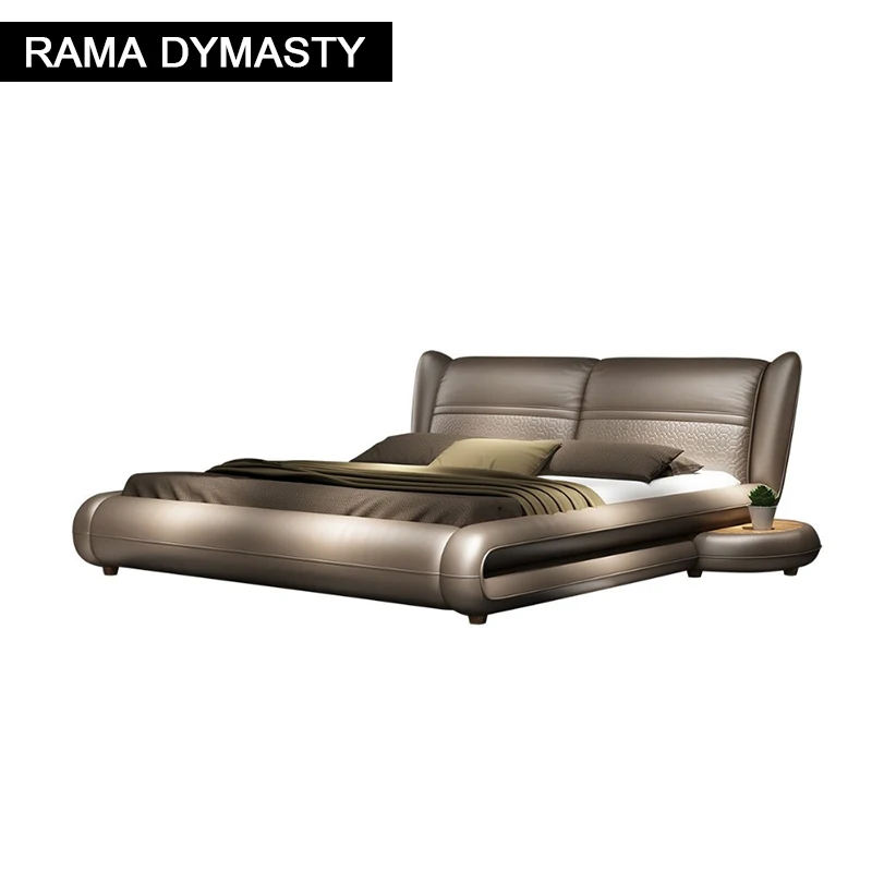 Мягкая кровать RAMA DYMASTY из натуральной кожи двуспальная современный