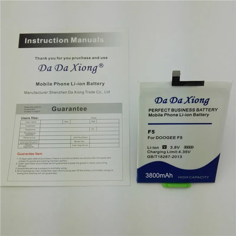 For DOOGEE F5 Battery 3800mAh New High Quality Batterie Bateria Accumulator |