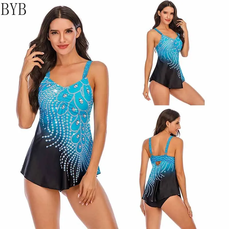 Женский цельный купальник большого размера 8XL Монокини из двух частей купальный